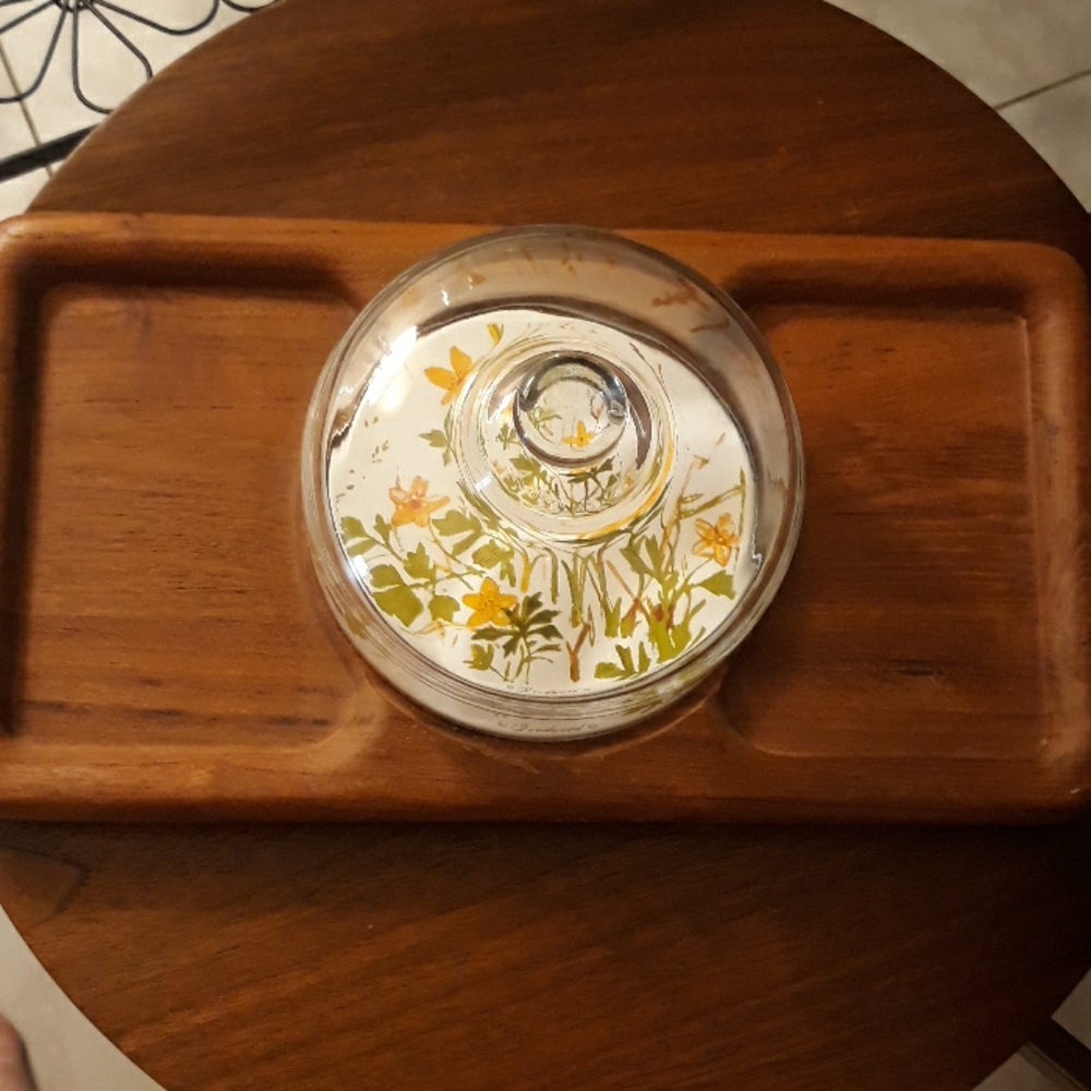 Vintage wooden Cheese Board with glass dome